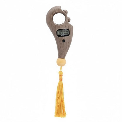 Dijital Zikirmatik - Ahşap Görünümlü, Sayaçlı ve Püsküllü Tesbih Sayacı