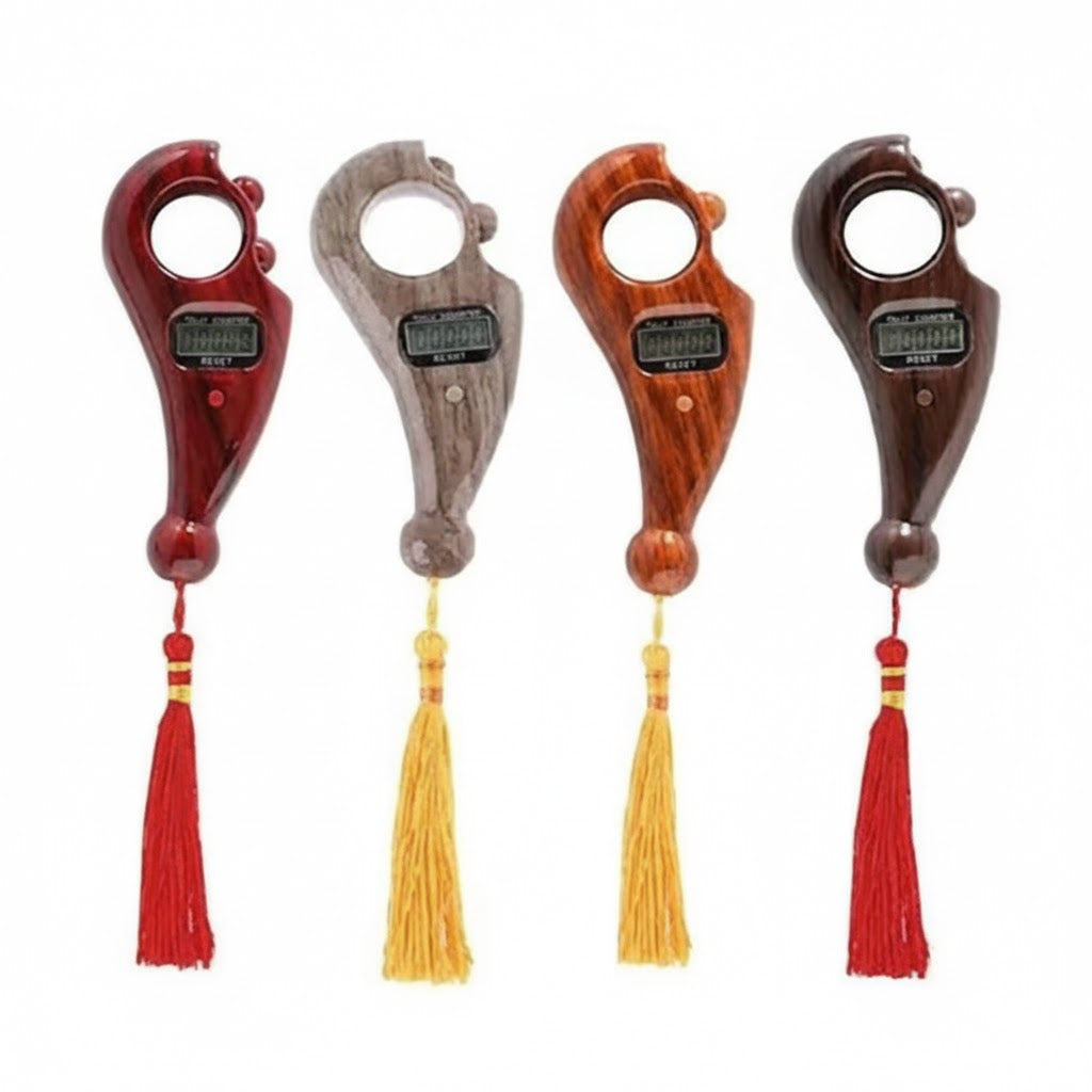 Dijital Zikirmatik - Ahşap Görünümlü, Sayaçlı ve Püsküllü Tesbih Sayacı